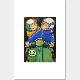 Retro Scooter, Classic Scooter, Scooterist, Scootering, Scooter Rider, Mod Art Posters and Art